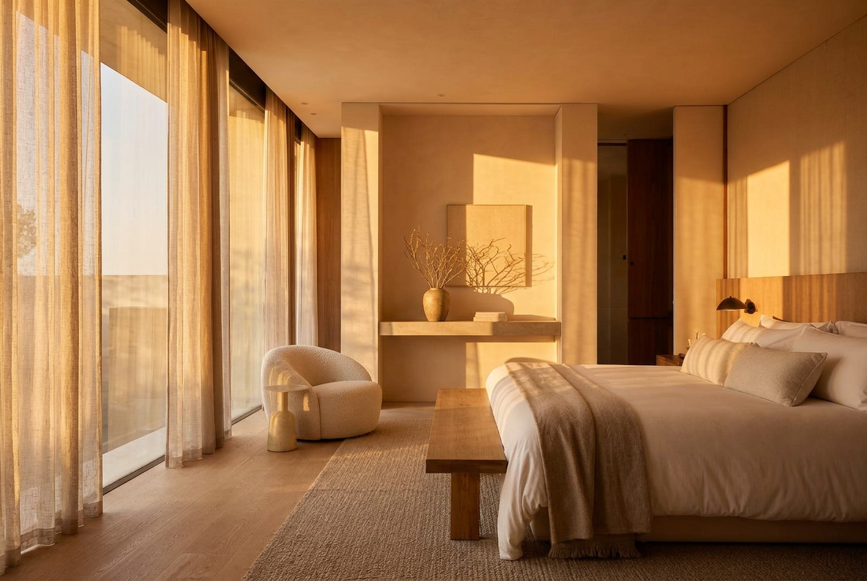 The same suite at sunset from a different angle